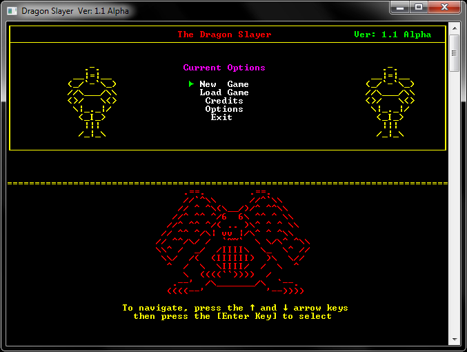Dragon Slayer Welcome Screen